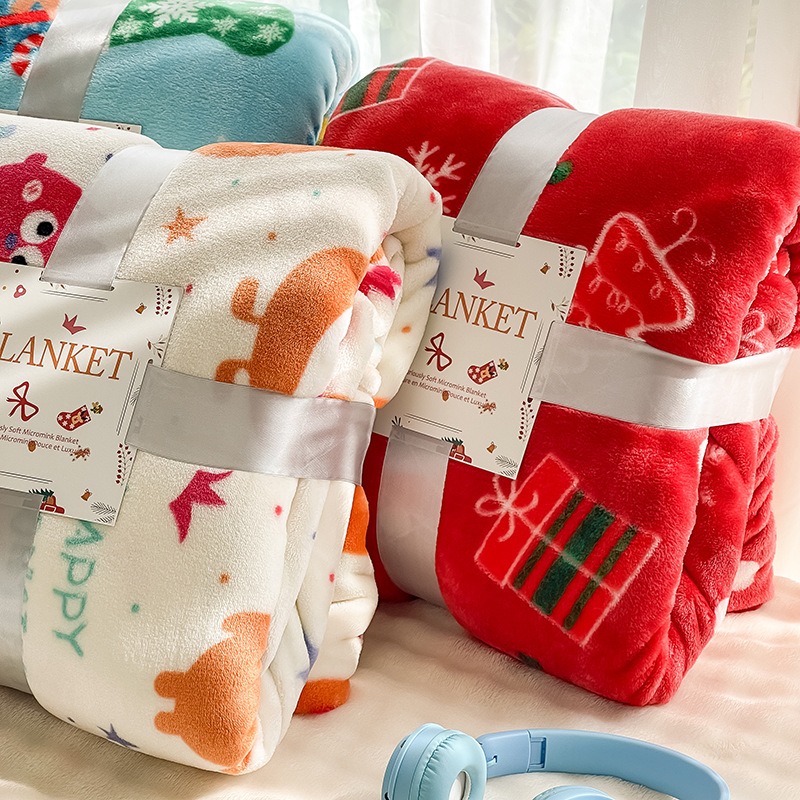 Christmas Throw Blanket - 70x100cm Christmas Thickened Flannel Blanket Xmas