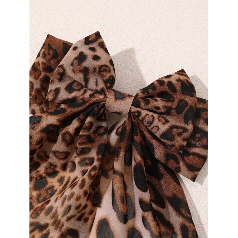 1pc Cute Leopard Print Bow Hai - Ribbon Bow Gift incelemesi ve fiyatı