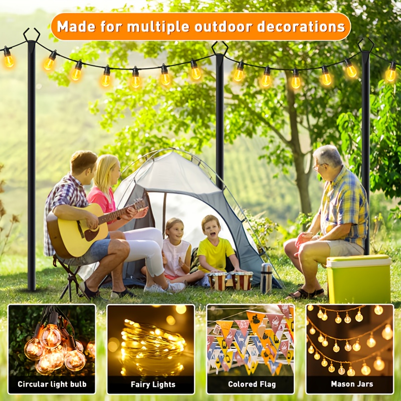 6pcs Metal Light Poles, 8.9ft  - Christmas Lights Outdoor incelemesi ve fiyatı