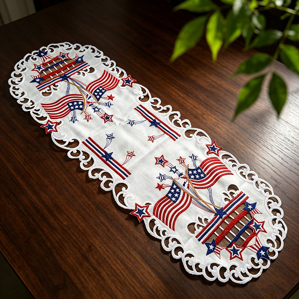 USA Independence Day Flag Embr - Christmas Table Runner incelemesi ve fiyatı