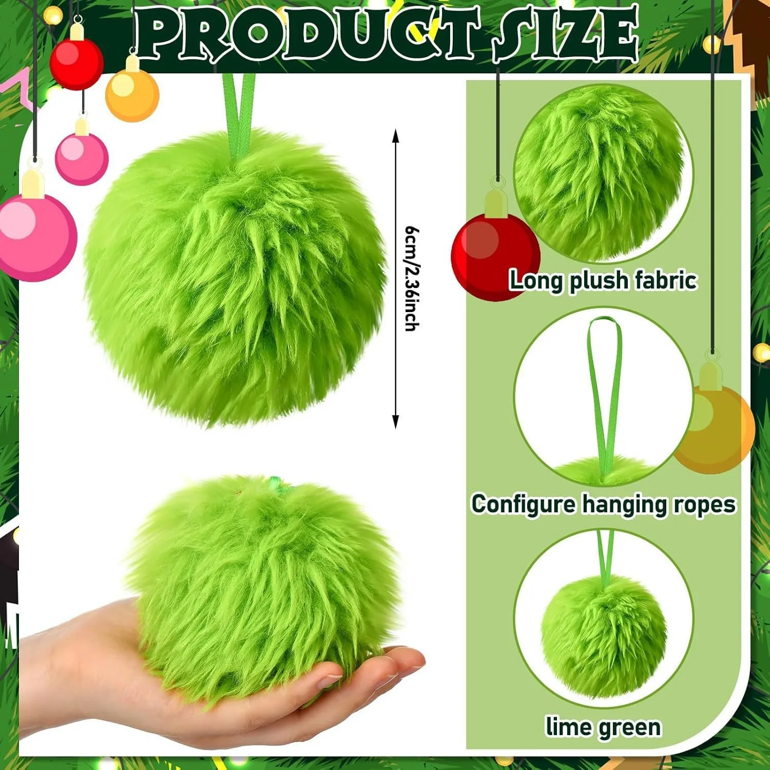 Christmas Green Long Plush Bal - Santa Hat Plush incelemesi ve fiyatı