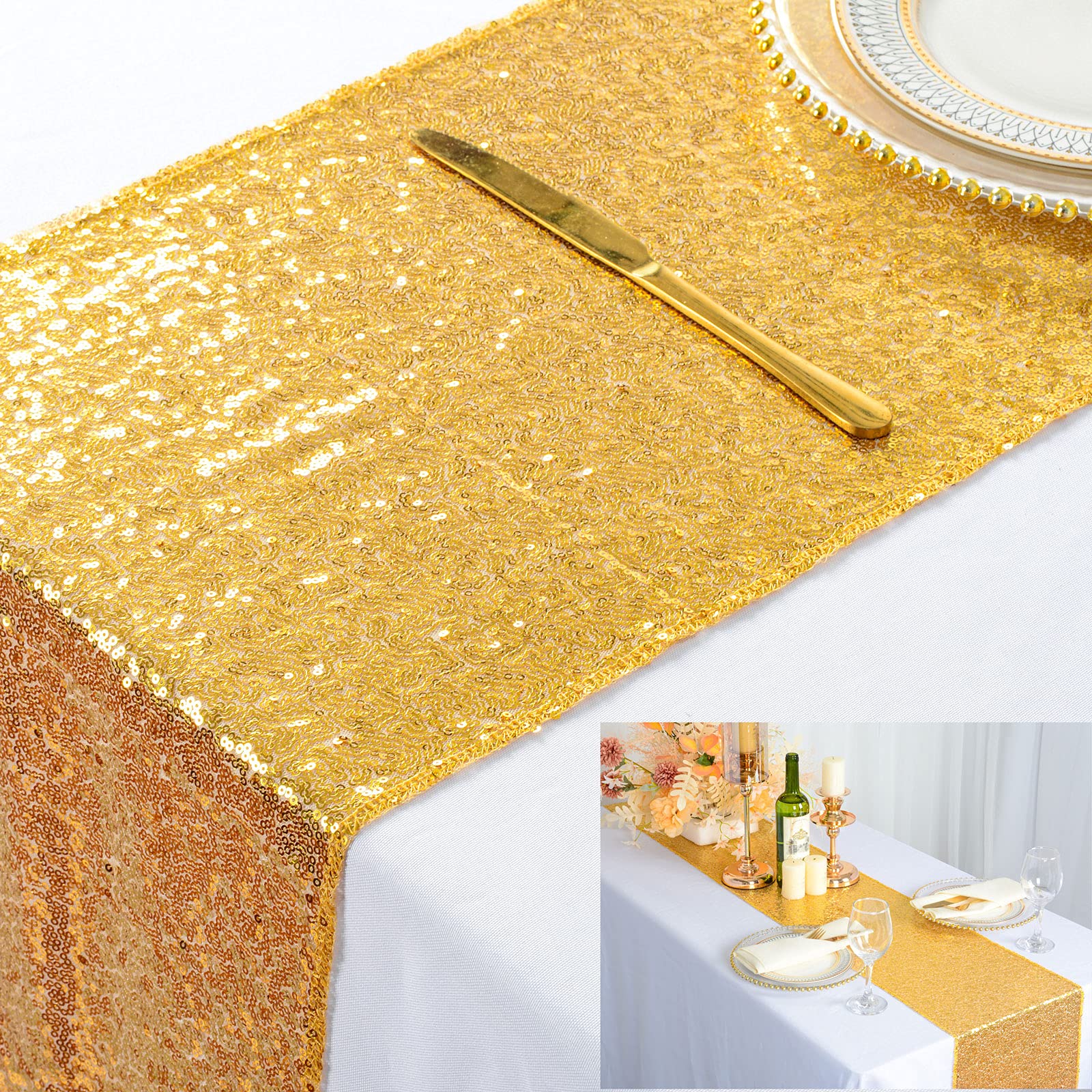 Sequin Table Runners Gold Tabl - Christmas Table Runner incelemesi ve fiyatı